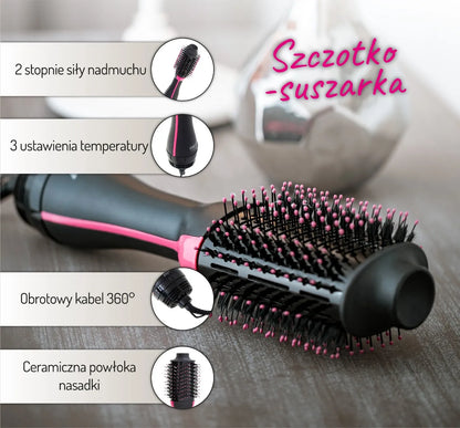 Brush Hair Dryer 1800W, 3 temperature settings, ceramic coating, swivel wire