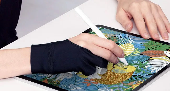 2-Finger Anti Touch Gloves for iPad/Drawing Tablet - Digital Art Glove w/Smooth Nylon Fiber | Prevent Smudges on Screen & Paper