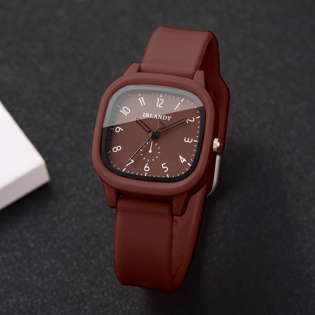 2PCS Fashion Arabic Dial Women Quartz Watch Heart Bracelet Set Square Silicone Strap Wristwatches Reloj Mujer (Without Box)