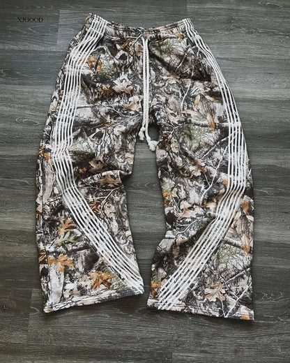 Man Spring Autumn Baggy Pants Cargo Streetwear Joggers Y2k Camouflage Trousers Korean Hip Hop Drawstring Sports Pants