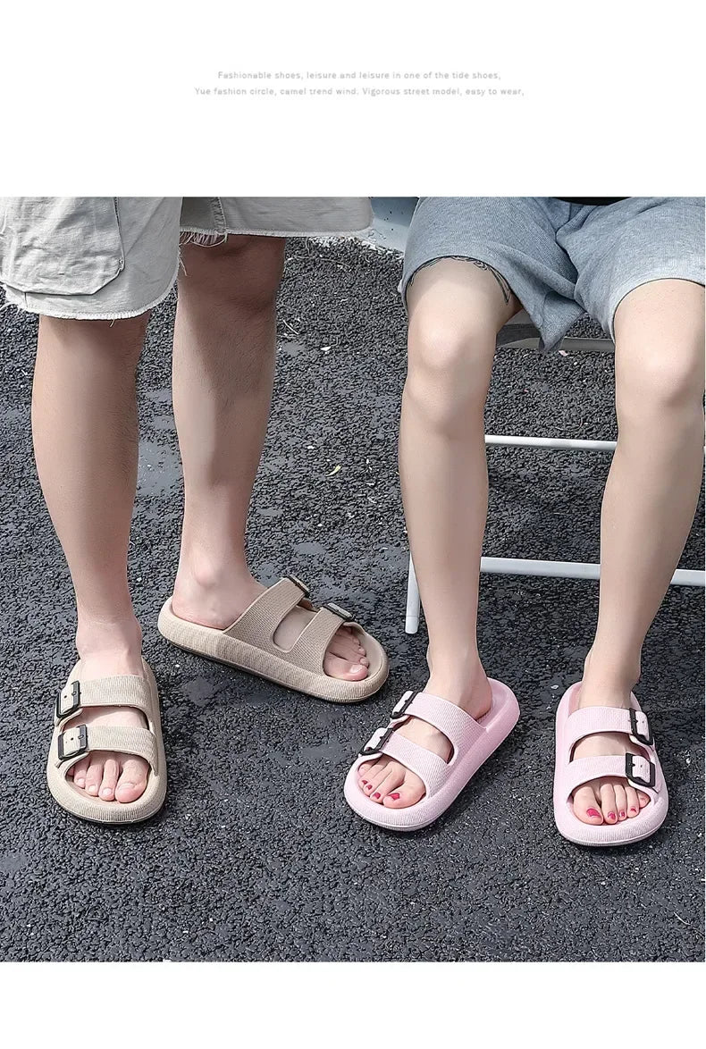 Women Summer Sandals Bathroom Home Slippers Outdoor Beach Slides Cloud Casual Soft Flip Flops Non Slip Men Male House New 2025