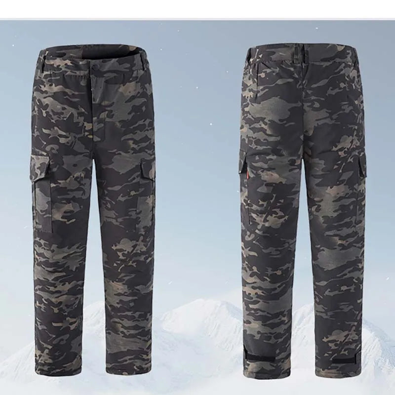 –22℃ Winter Warm Cargo Pants Men Casual Loose Multi-pocket Padded Trousers Combat Camouflage Tactical Work Pant Male Clothing