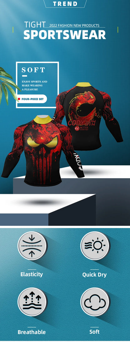 Cody Lundin New Designs Customized Short Sleeves Polyester Stretchy Rash Guards Shorts MMA BJJ Sets With Rubber Waistband