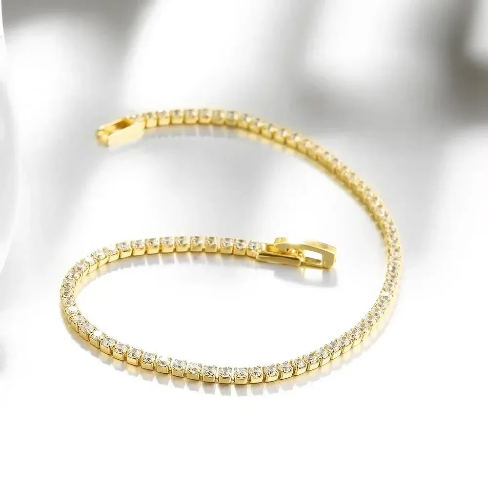 925 Sterling Silver Bracelet 16CM To 19CM Tennis Bracelet 2.5MM Zirconia Anniversary Gift