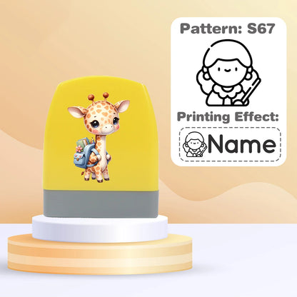 Cartoon Giraffe Customized Name Stamps for Kids,Personalized Waterproof Stamp for Clothing Name Seal for Student&Child