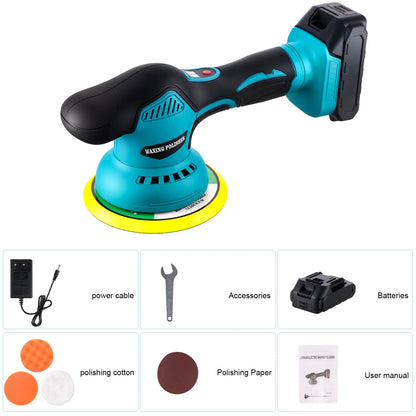 Podofo 21V Cordless Car Waxing Machine Adjustable 8 Speed Auto Polish Waxing Machine Polishing Wax Tool Wax Polisher With Battery & Charger