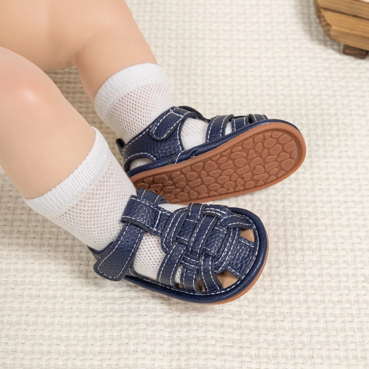 Summer Retro Unisex Baby Beach Sandals Wrap Toe Breathable Anti-slip Wear-resistance Braided Sandals Baby Toddler Shoes