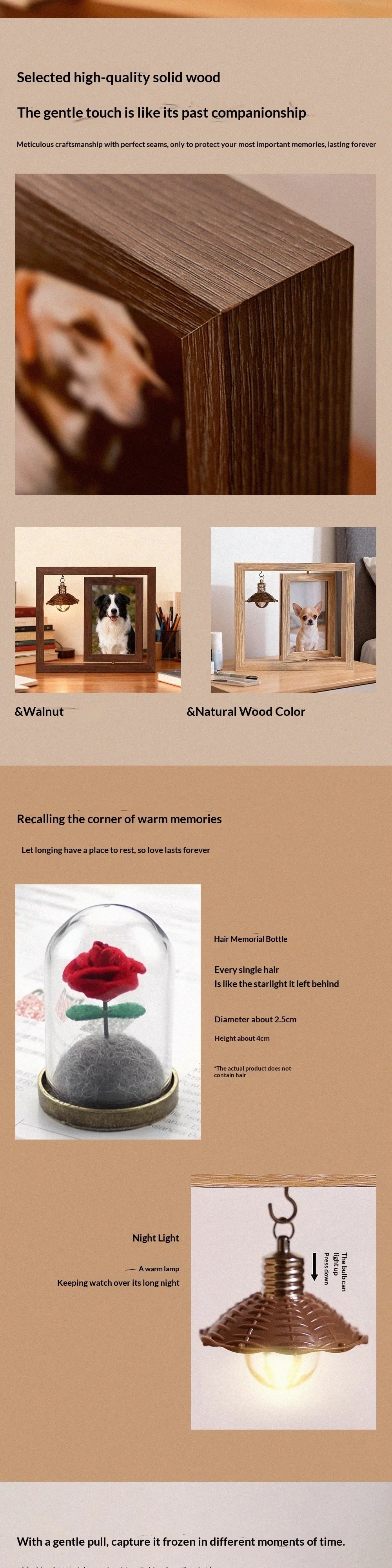 Pet Memorial Frame Custom Photo Keepsake CatDog Hair Collectible Memory Display Table Personalized Remembrance Pet Loss Souvenir