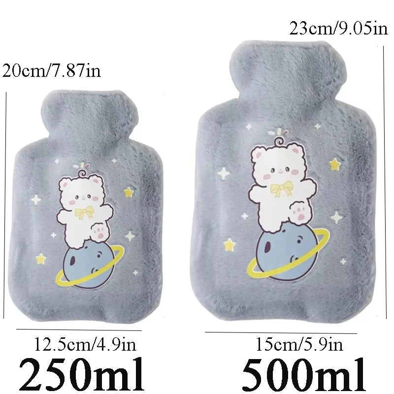 250/500ML Warm Hot Water Bottle Bag Girl Warm Belly Warmer Filled Mini Explosion-proof Portable Winter Reusable Cute Hand Warmer