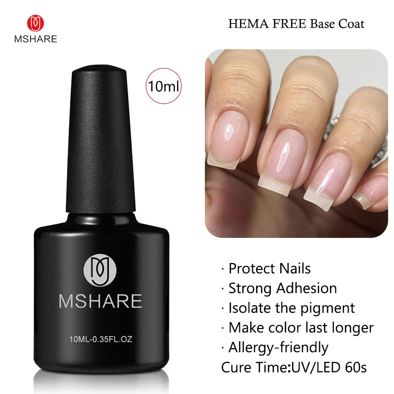 MSHARE Milk Milky White Base Gel Polish Camouflage Color Rubber Base Nail Base Coat 10ml