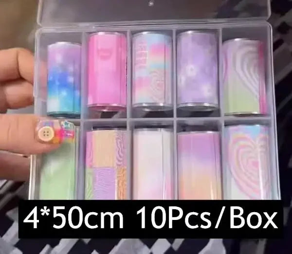 10Rolls Lacce Flower  Nail Foils Transfer Paper  Nail Art Stickers  Manicure Set Decal  Nails Decoration