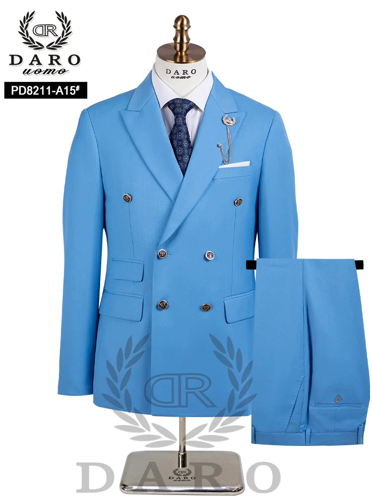 DAROuomo 2026 Men's Slim Fit Formal Business Suit 2Pcs Set - DR8211 (Jacket + Pants) for Work Wear