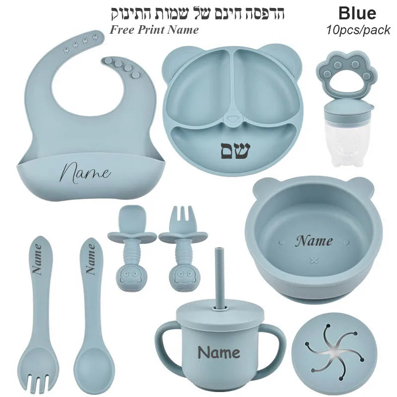 Baby Feeding Set Suction Cup Bowl Personalized Children's Tableware Set Baby Biting Toy Fruit Bear Plate Bowl Infant Cup Feeder