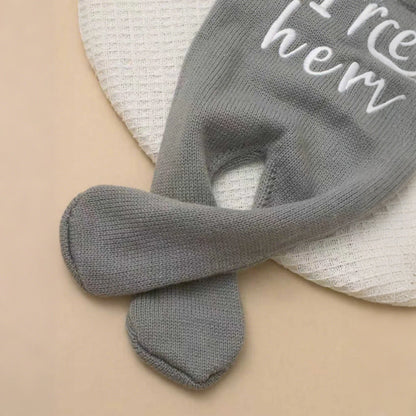 Ylsteed "Hello" Embroidery Knitting Newborn Birth Announcement Outfits Footed Jumpsuit Baby Boy Girl Photography Props Newborn