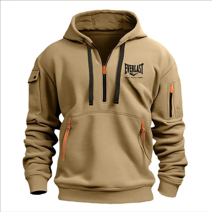 Fashion autumn and winter men's brand clothing multi-zipper design printed hoodie casual sweatshirt loose hooded jumper