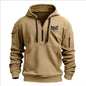 Fashion autumn and winter men's brand clothing multi-zipper design printed hoodie casual sweatshirt loose hooded jumper