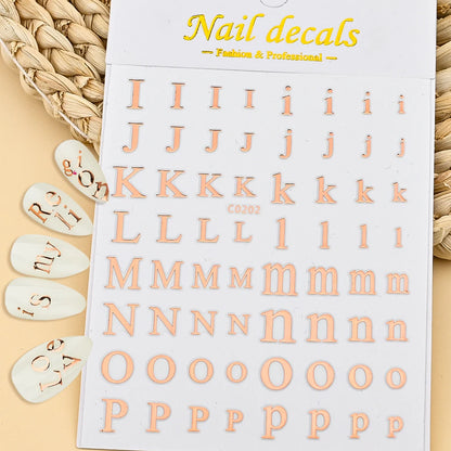 3D Glittery Gothic Letter Design Nail Art Stickers Uppercase Alphabet Letters Artistic Designs DIY Nail Art Decals Decoration #1