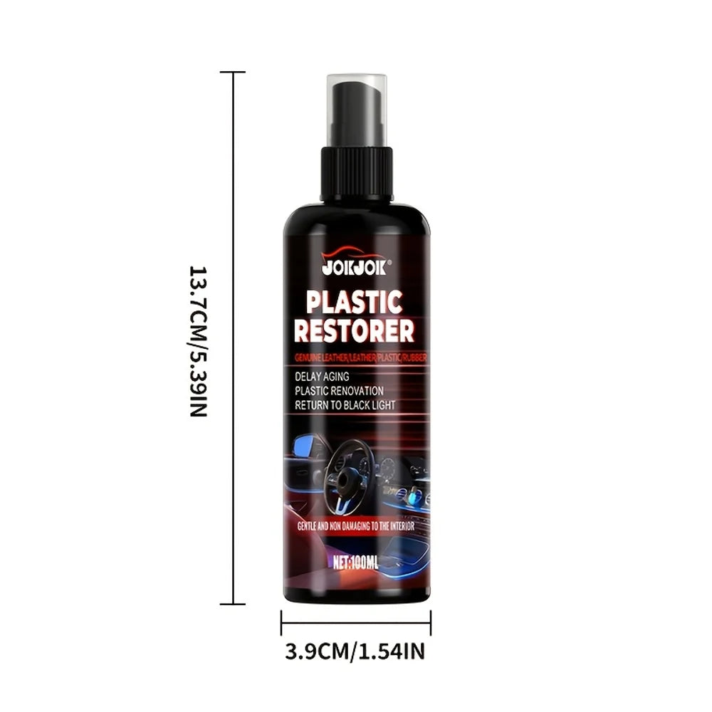 100ml All-in-One Automotive Plastic Restorer Spray - Instant Black Shine &, for Car & Trim, Dashboard/-like/Chrome Renew, Plasti