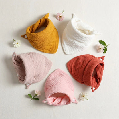 5 Pcs Baby Feeding Drool Bibs Saliva Towel for TRIANGLE Scarf Bandana Soft Cotton Bib Adjustable Snap Button Burp Cloth for Boys