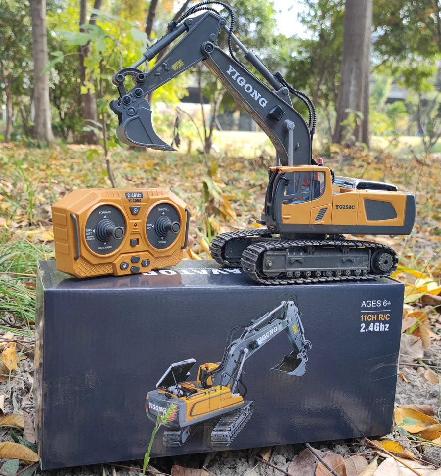4WD Remote Control Excavator 4x4 Alloy Dump Truck Bulldozer Radio Model RC Car Construction Vehicle with Lights Sound Toy Gift