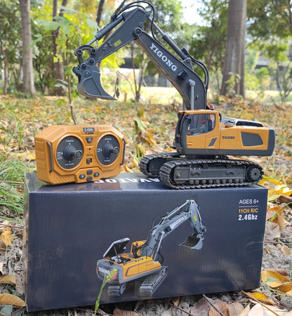 4WD Remote Control Excavator 4x4 Alloy Dump Truck Bulldozer Radio Model RC Car Construction Vehicle with Lights Sound Toy Gift