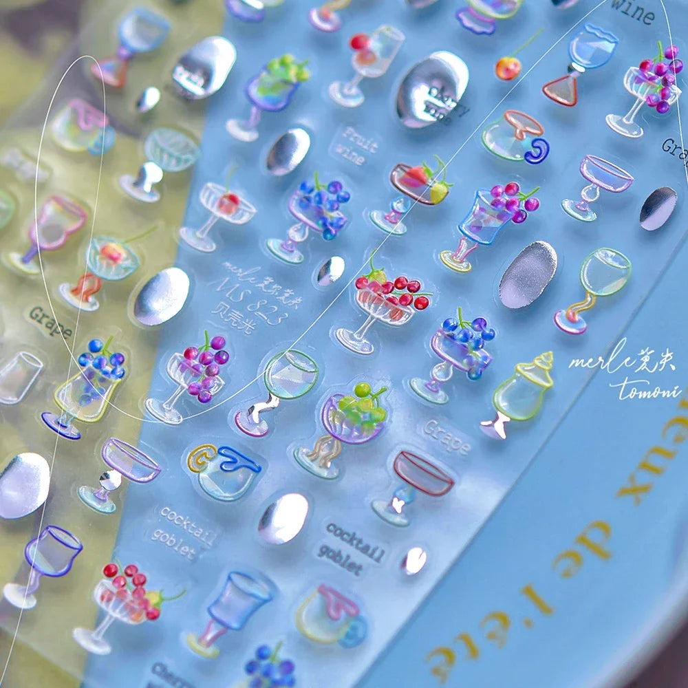 Luxury 5D Floral Nail Art Stickers Gold Silver Chinese Style Metal Frame Shiny Crystal Rhinestone Self Adhesive Manicure Decal