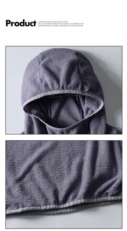 Unisex Lightweight Cloud Velvet Hooded Quick-Dry Shirt for Outdoor Sports: Classic Hood, Elastic Cuffs & Brand Logo Details