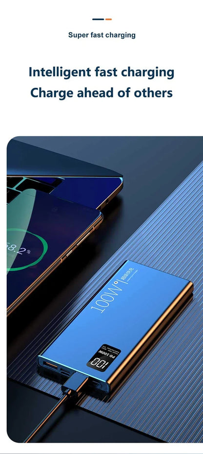 Lenovo 200000mAh Power Bank High Capacity 100W Super Fast Charging Portable External Battery With LED Digital Display For iphone