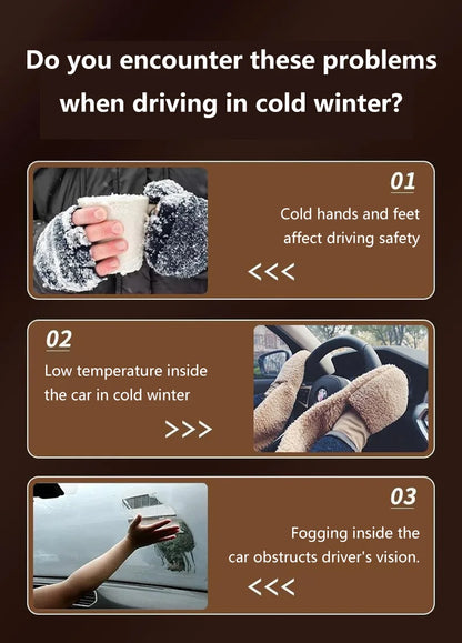 Fast Heating 12V/24V Car Heater & Defroster, Dual Speed Quick Warm Up, Front Demister for Winter Car Heating & Defogging