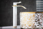 Basin Faucet Gold and White Waterfall Faucet Brass Bathroom Faucet Bathroom Basin Faucet Mixer Tap Hot and Cold Sink Faucet