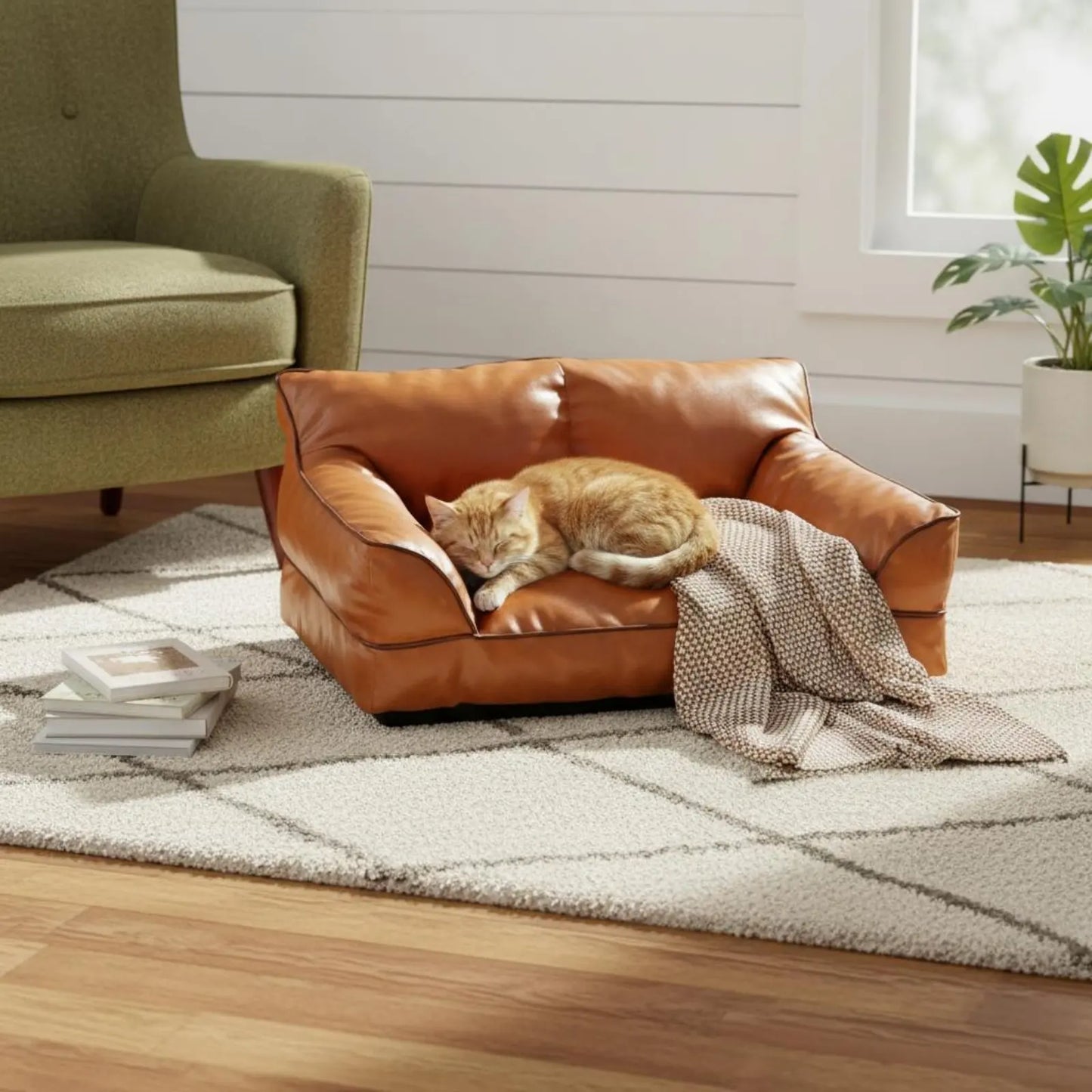 Leather Pet Sofa Bed Non-Stick Hair Cat Sofa for Felines