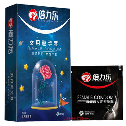 2PCS Female Condoms For Women Wearing Orgasm Latex Rubber women's condoms Male Penis Cock Sleeve Contraceptives For Adults 18+