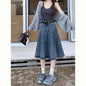 Summer Trendy Designer Lady High Waist Jeans Pleated Skirt Women Fashion Vintage Denim Skirts Girls Korean Casual Midi Skirts