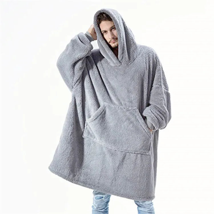 Winter Fashion Leisure Simple Hooded Sweater Warm Thick Hoodie Women Fleece Blanket With Sleeve Pocket Harajuku Trend Streetwear