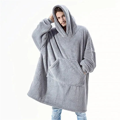 Winter Fashion Leisure Simple Hooded Sweater Warm Thick Hoodie Women Fleece Blanket With Sleeve Pocket Harajuku Trend Streetwear