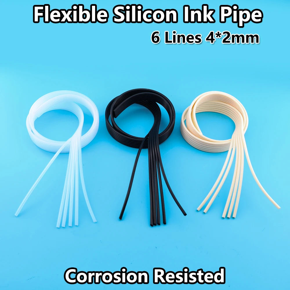 DTF UV Inkjet Printer Ink Tube 4*2mm 6 Rows CISS System Soft Pipe Silicone Corrosion Resisted Material Flexible Ink Hose Pipe