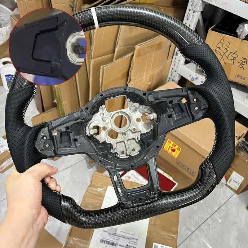 Carbon Fiber Steering Wheel Leather For Volkswagen Golf 7 7.5 GTI GTD GTE R 2013-2020 Polo GTI Tiguan Passat DSG