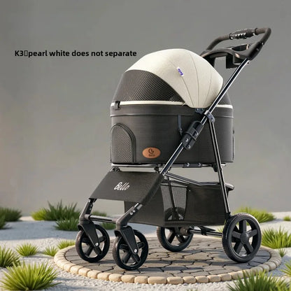Pet Stroller Lightweight Foldable Detachable Cat Dog Carrier Outdoor Portable One Button Folding Pet Trolley Stroller for Dog