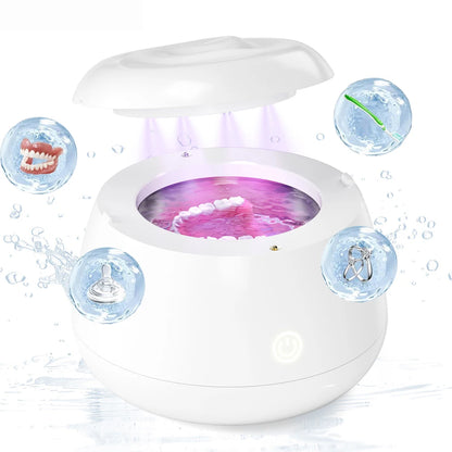 KUNPHY UV Light Ultrasonic Retainer Cleaner 200ML Denture Cleaner for Aligner Night Guard Braces Toothbrush Dental Appliances