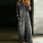 Casual Lapel Button Commute High Waist Romper Spring Summer Lady Playsuits Overalls Vintage Denim Long Sleeve Wide Leg Jumpsuits