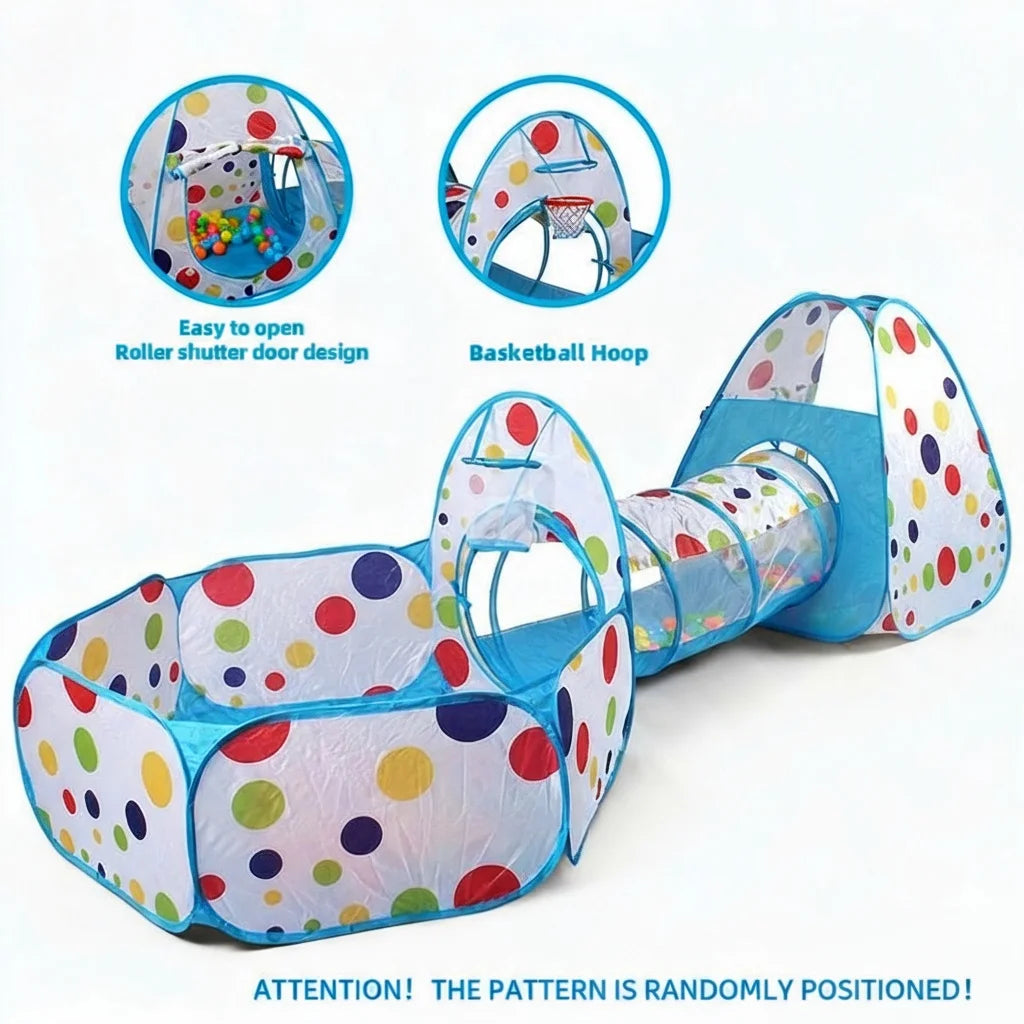 Children's Play Tent, Toy Ball Pool - Play Tunnel - Triangular Tent, Polka Dot Design, Outdoor Leisure Toy Playhouse, Portable Toy Castle Tent, Fun Pop-Up Toy Playpen, Ideal Holiday Gift for Kids, Christmas and Halloween Gift
