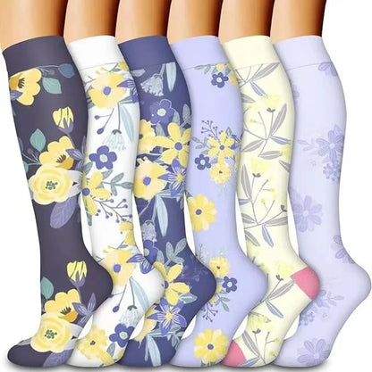 6 Pairs New Compression Socks for Leggings Breathable Running Pressure Soccer Adult Socks Korean Edition Network Pressure Socks