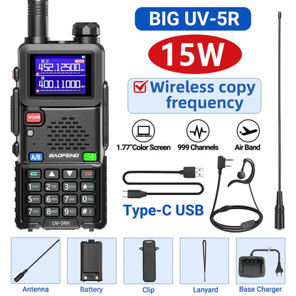 Baofeng UV 5RH 10W Air Band Walkie Talkie Long Range Wirless Copy Frequency Type-C Baofeng UV 5R MINI UV 21 PRO 2 Way Ham Radio