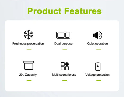 10L 20L Mini Refrigerator 12V/220V Fridge Freezer Portable Compressor Cooler and Heater Ice Box for Driving Camping Picnic