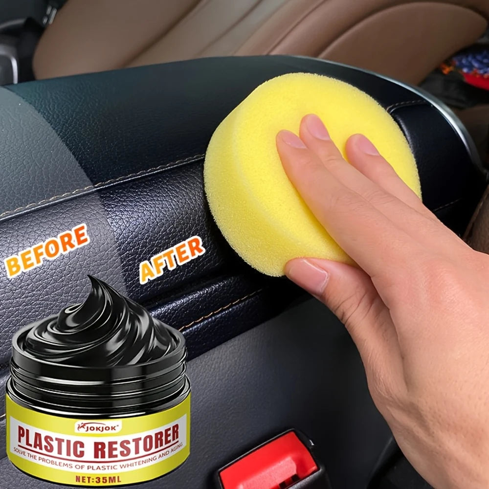 JOKJOK All-in-One Plastic Polish & Restorer Wax - UV Protection Formula, Gel for Car Interiors, Tires, Seats, Dashboard - Preven