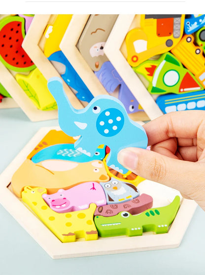 Baby toy Wooden jigsaw Puzzle Creative 3D Puzzle for Children's Intelligence Development Ealy Educational toy for Children