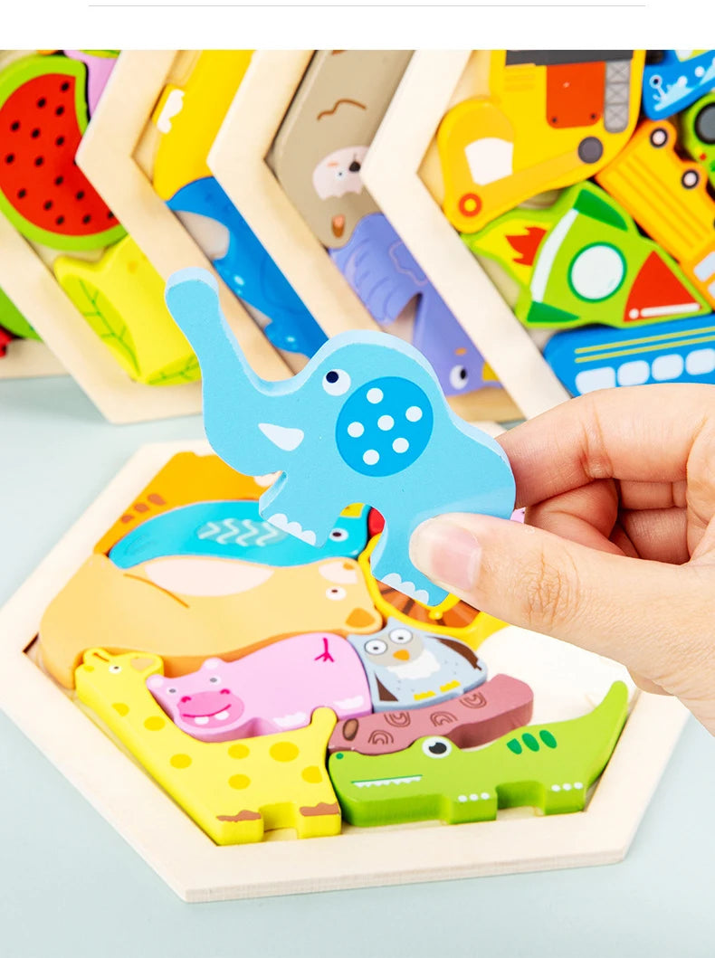 Baby toy Wooden jigsaw Puzzle Creative 3D Puzzle for Children's Intelligence Development Ealy Educational toy for Children