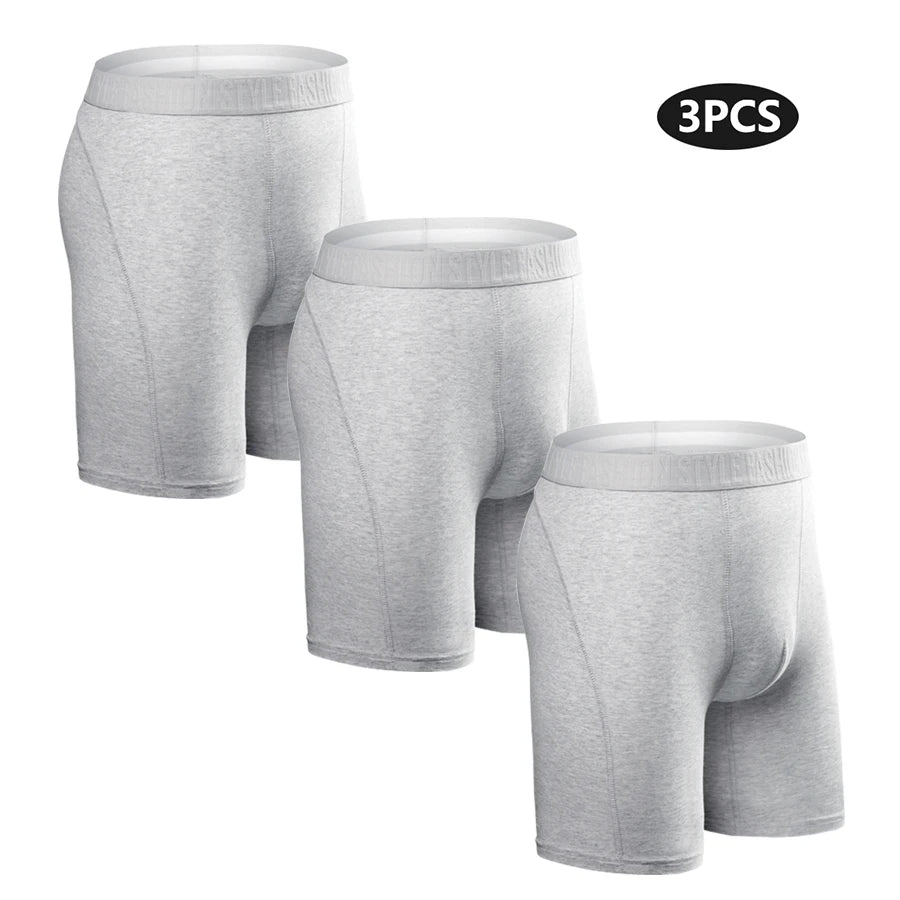 3pcs Long Boxers For Man Underware Lots Mens Underpants Cotton Men's Panties Family Boxershorts Boxer Sexy Male Shorts Calecon