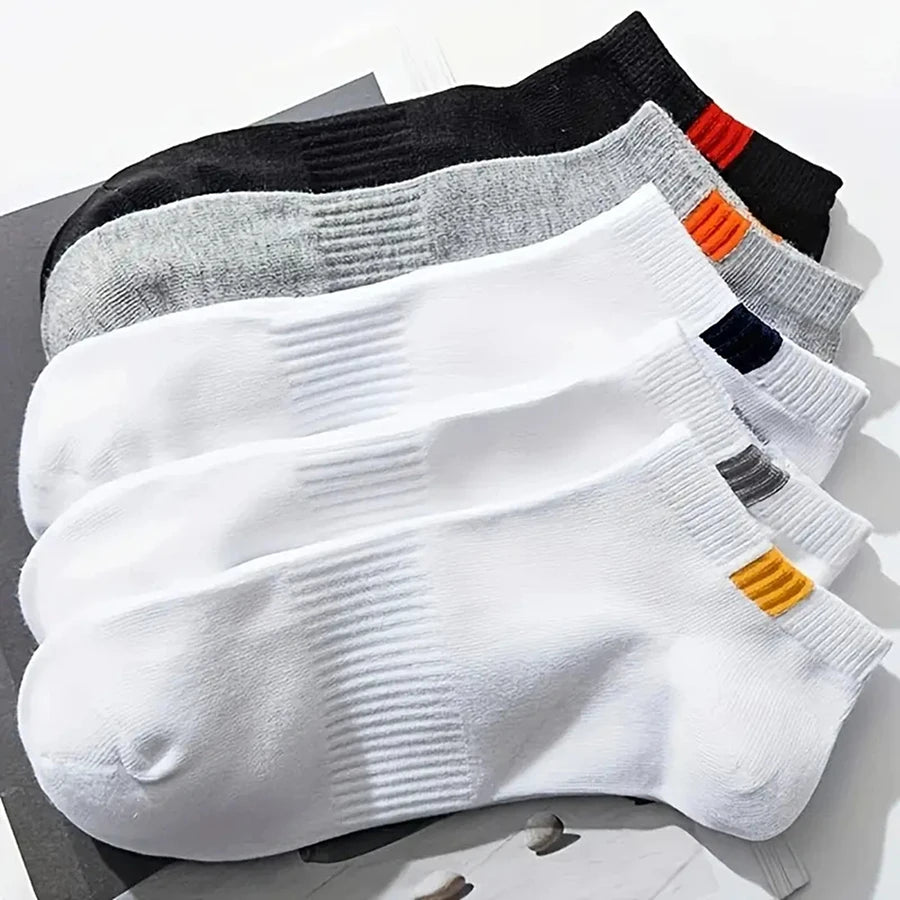 5/10/20/30 Pairs Men Ankle Socks Fashionable Letter Sports Style Odor Proof Sweat Absorbing Breathable Invisible Running Socks