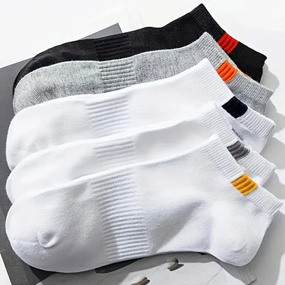 5/10/20/30 Pairs Men Ankle Socks Fashionable Letter Sports Style Odor Proof Sweat Absorbing Breathable Invisible Running Socks